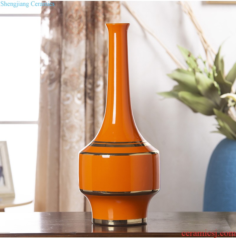 Jingdezhen ceramic orange ball vase furnishing articles Nordic hall table dry flower arranging flowers adornment flowers creative decorations