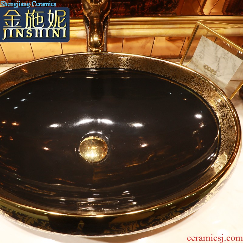 European style bathroom ceramic art basin washing a face blue square creative art stage basin sink new Chinese style