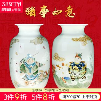 Jingdezhen ceramics furnishing articles hand-painted one hundred well in vases, flower arrangement sitting room adornment of Chinese style household TV ark