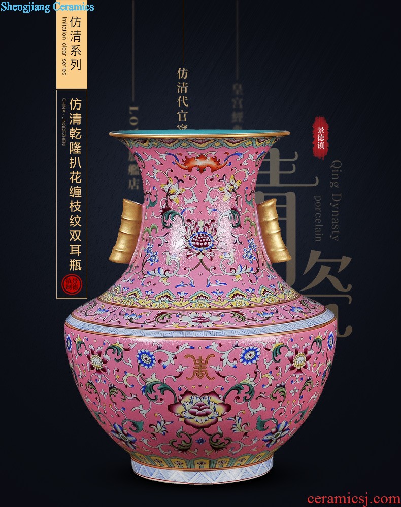 Jingdezhen ceramics powder enamel archaize tong qu wooden stick vases, flower arranging Chinese style classical home furnishing articles