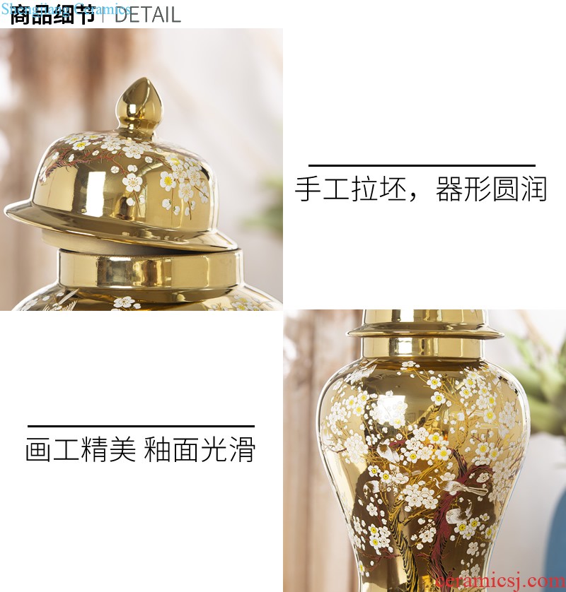 Jingdezhen ceramics Archaize peacock blue vase Chinese sitting room ark creative retro furnishing articles ornaments