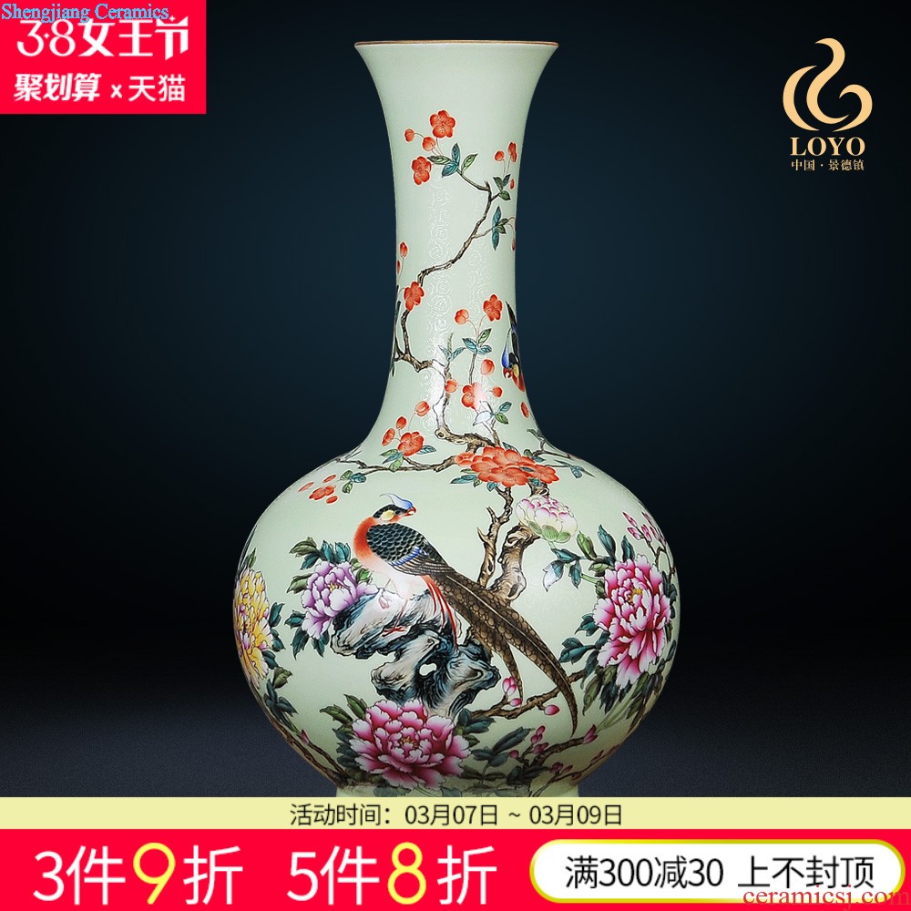 Jingdezhen blue and white porcelain vases, pottery and porcelain furnishing articles imitation qing yongzheng maintain nine peach olive bottle of home sitting room adornment