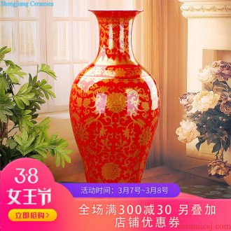 048 jingdezhen ceramic floor vase The ancient lotus pond classical blue and white porcelain The sitting room place hotel decoration