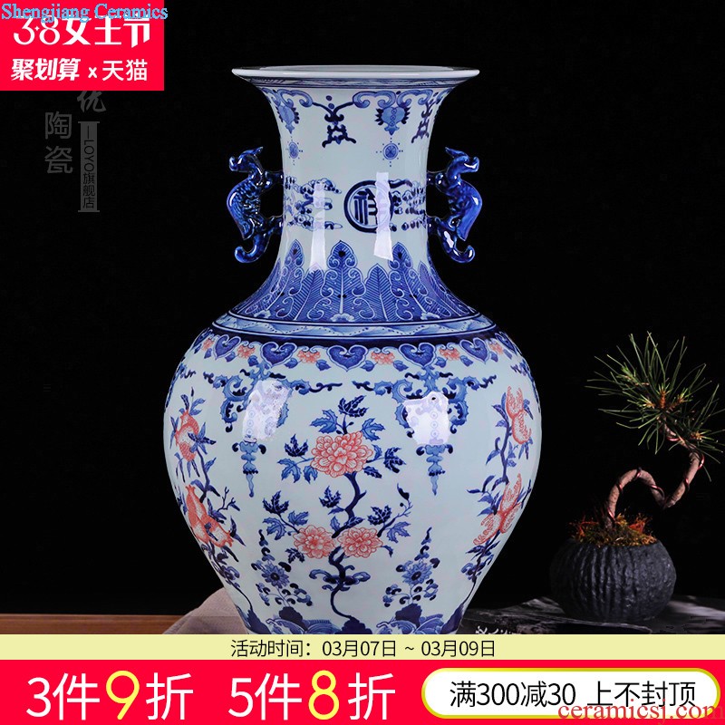 Archaize of jingdezhen ceramics collection furnishing articles The old factory porcelain enamel landscape okho spring flower vase The sitting room decorate