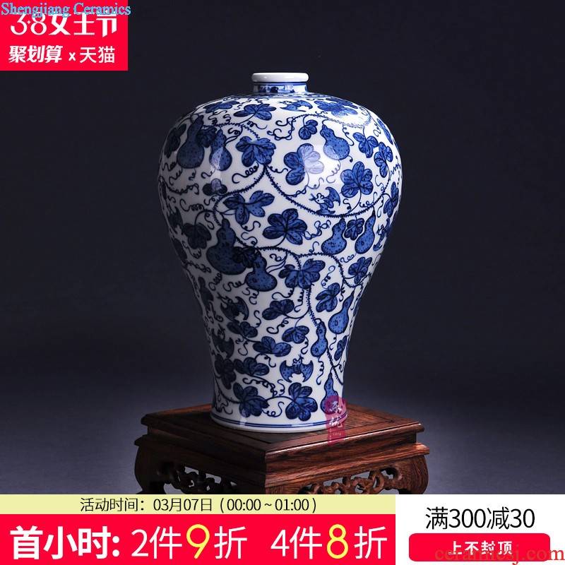 Jingdezhen ceramics furnishing articles Hand painted exquisite thin body porcelain bamboo report peaceful flower implement Chinese style living room decoration decoration