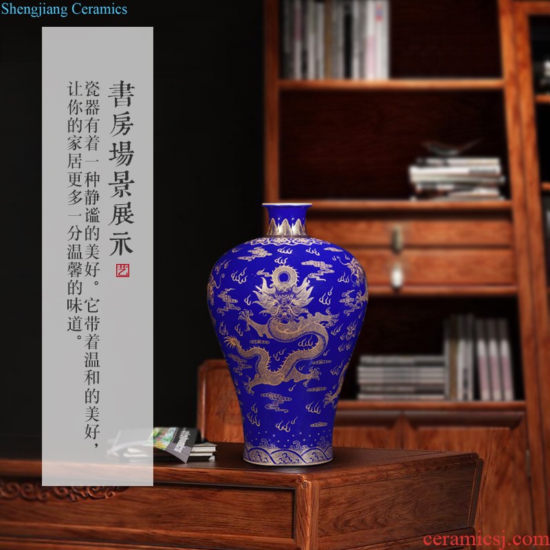 Jingdezhen ceramics hand-painted pastel cat and butterfly decorative vase Chinese rich ancient frame house sitting room collect furnishing articles