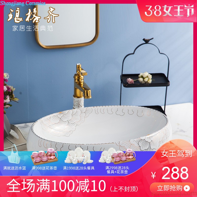 Post, qi more oval stage basin ceramic toilet lavabo that defend bath lavatory art uncluttered golden flower