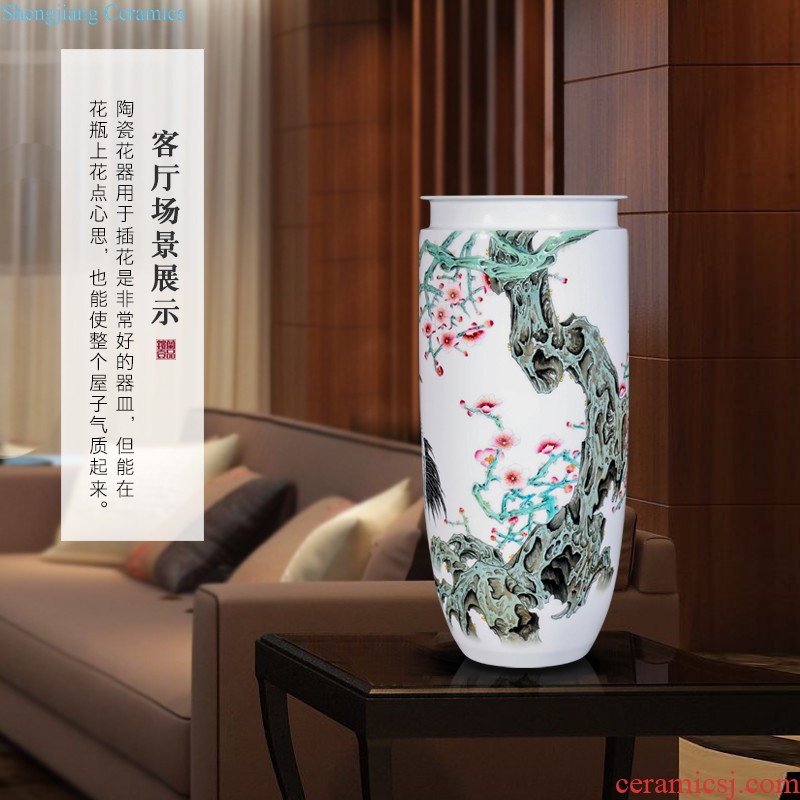 Jingdezhen ceramics hand-painted MeiKaiWuFu vases, new Chinese style living room TV cabinet porch is decorated flower arranging furnishing articles