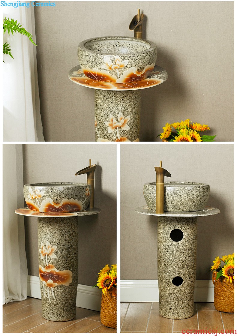 Koh larn, qi ceramic floor pillar basin pillar type lavatory toilet lavabo balcony one-piece basin