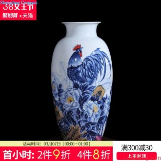 Jingdezhen ceramics Gold flower blue and white vase Lotus seed admiralty bottle Modern handicraft furnishing articles