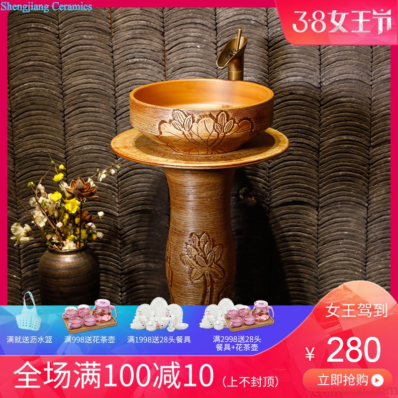 Pillar basin sink vertical integrated basin balcony ceramic basin of pillar type lavatory floor toilet column