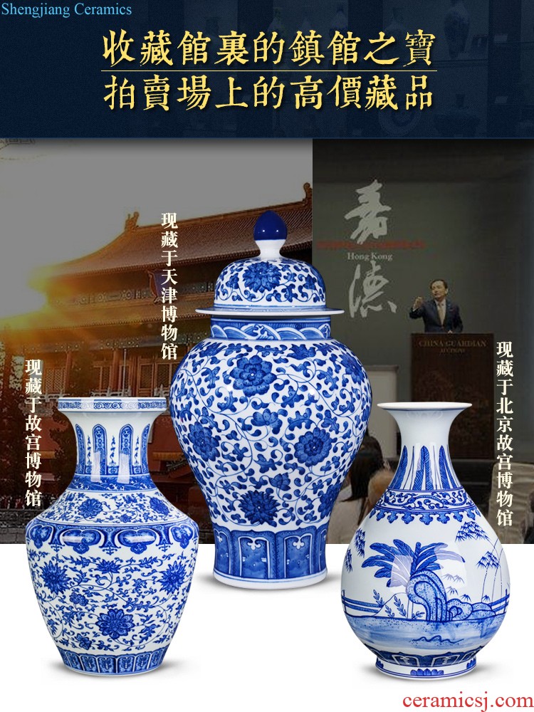 Jingdezhen ceramics vase three-piece new Chinese flower arranging dried flowers sitting room TV cabinet household act the role ofing is tasted furnishing articles