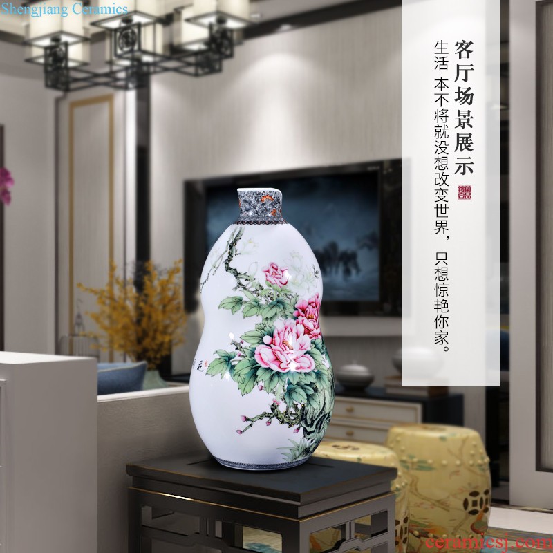 Jingdezhen ceramic color bucket longnu vase sitting room the bedroom TV ark of new Chinese style household decorative items furnishing articles