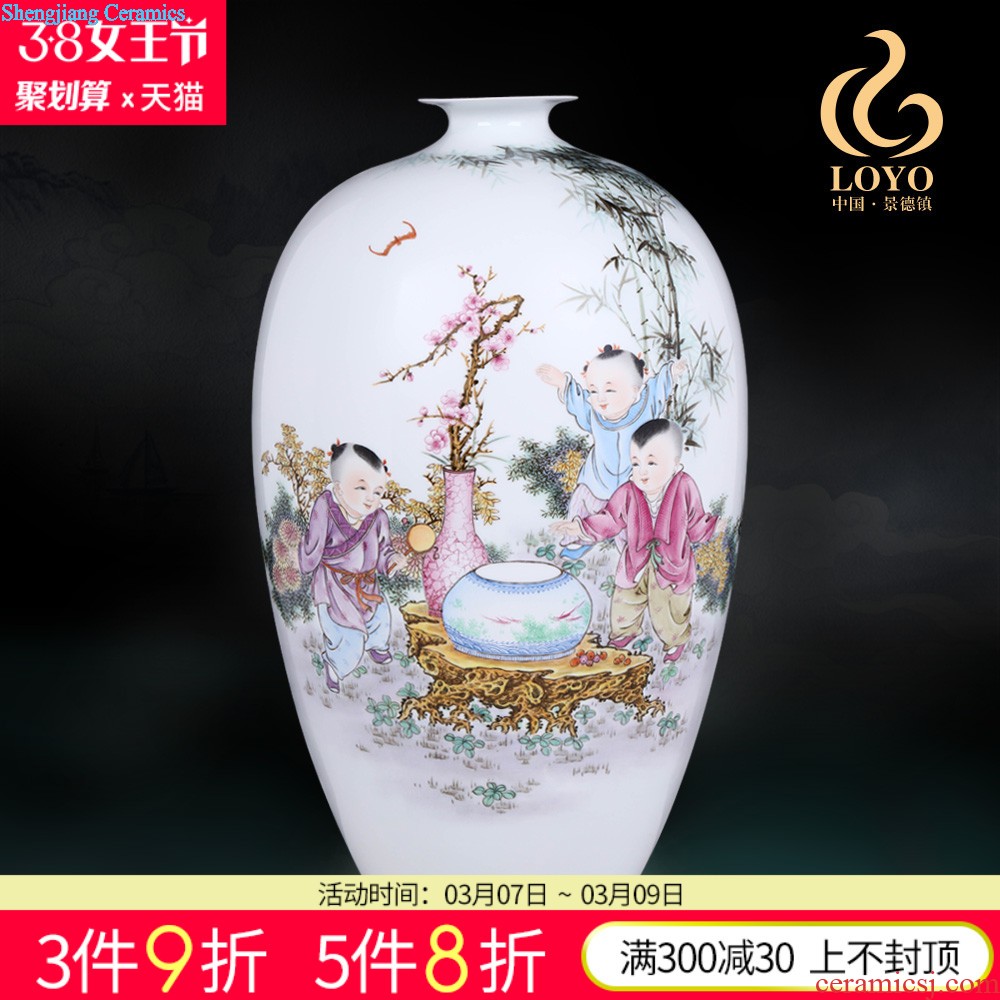 Jingdezhen ceramics furnishing articles Qiu Songxia hand-painted springs at the sitting room porch decoration of Chinese style household vase