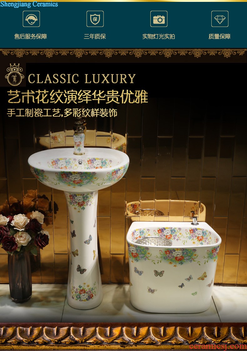 Gold cellnique ceramics pillar lavabo european-style balcony art basin floor household bathroom sink