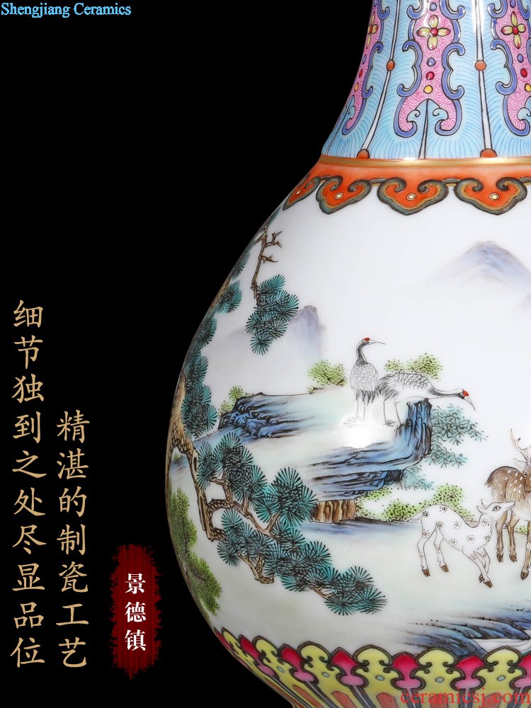 Archaize of jingdezhen ceramic vase pastel heavy industry of flowers and birds ears garlic bottles of home sitting room adornment is placed