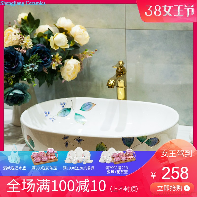 Koh larn, qi ceramic sanitary ware of toilet stage basin sink toilet lavatory basin hand-painted gold orchid flowers