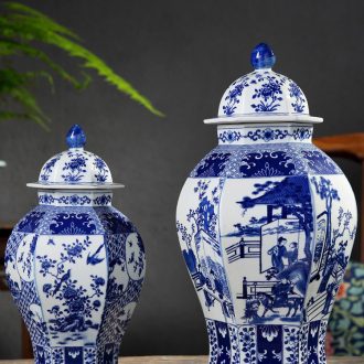 Jingdezhen ceramics general antique porcelain pot vase sitting room porch rich ancient frame of Chinese style household decorative furnishing articles