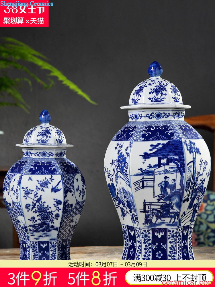 Jingdezhen ceramics general antique porcelain pot vase sitting room porch rich ancient frame of Chinese style household decorative furnishing articles