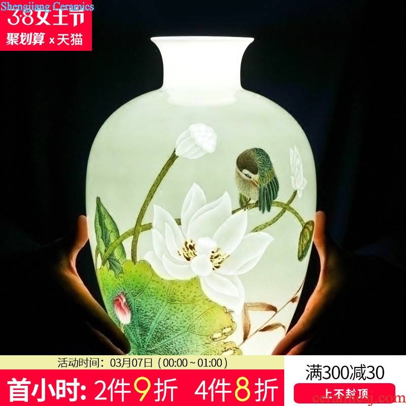 Jingdezhen ceramics vase Wang Yunxi blue and white porcelain rich auspicious flower receptacle Contemporary sitting room handicraft furnishing articles