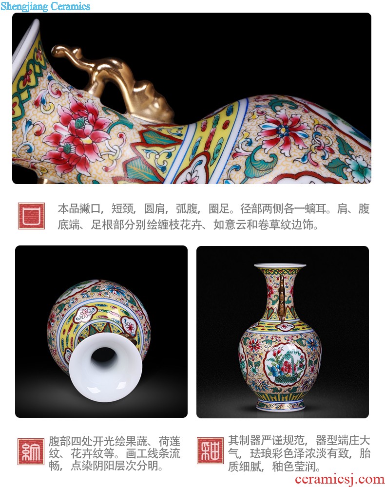 Jingdezhen ceramics hand-painted vases, flower arranging Chinese style household adornment rich ancient frame sitting room place a wedding gift