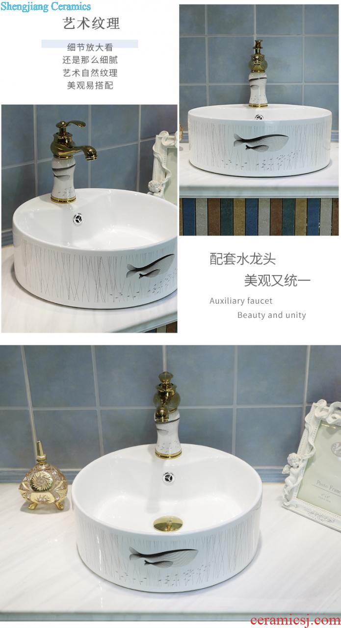 Chinese jingdezhen ceramics stage basin sink home round art basin bathroom sinks european-style trumpet