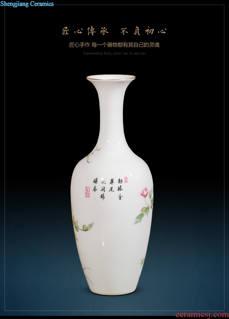 Jingdezhen ceramics vase household hand-painted yulan fragrance bottle yellow new Chinese style household adornment furnishing articles