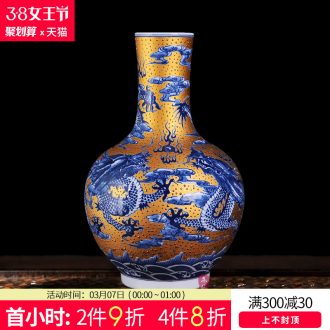 Jingdezhen ceramics vases, antique blue and white porcelain painting of flowers and general storage tank household craft ornaments furnishing articles