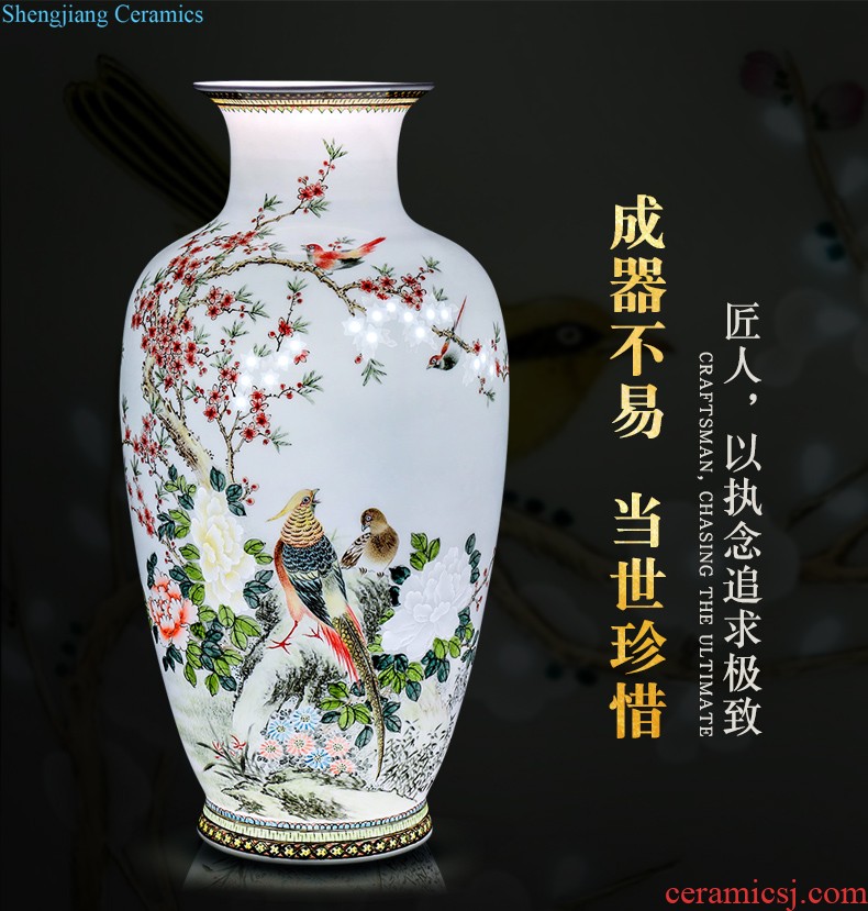 Jingdezhen ceramics hand carved decoration new Chinese modern bedroom living room decoration vase collection furnishing articles