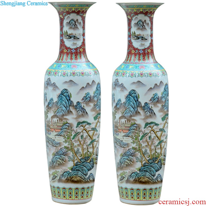 Jingdezhen ceramics hand-painted porcelain imitation qianlong year bucket color vases, flower arranging new Chinese style sitting room adornment is placed