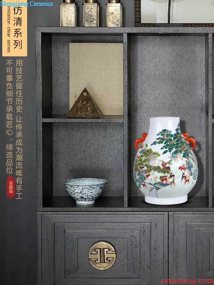 Jingdezhen ceramics Modern fashion color glaze peony vases, flower arrangement The sitting room adornment handicraft furnishing articles