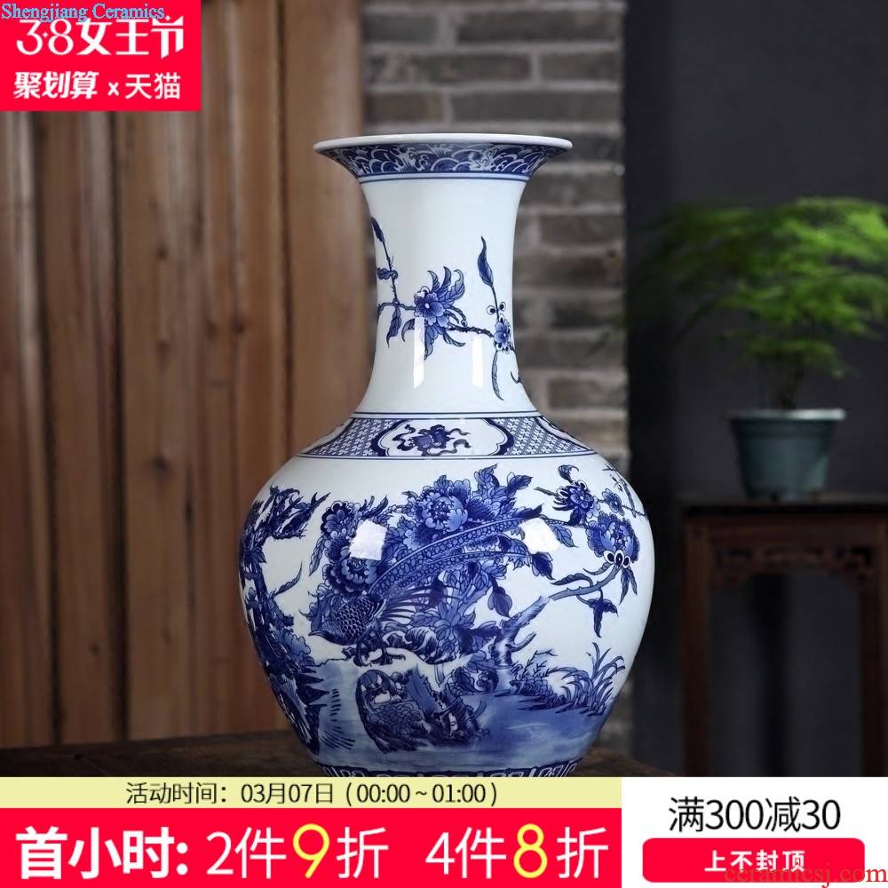 Jingdezhen ceramics Blue and white enamel bright future of large vase Hotel opening gifts landing place