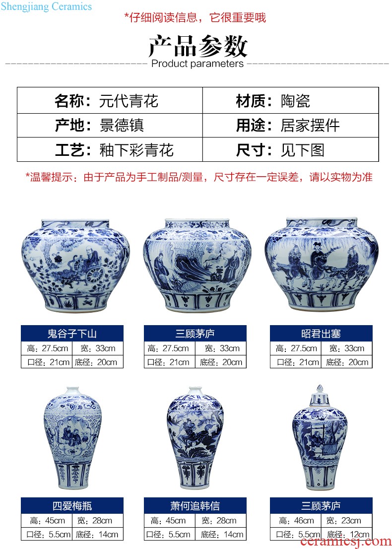 Jingdezhen blue and white porcelain vases, ceramic furnishing articles flower arranging machine of Chinese style living room decorations hand-painted porcelain craft porcelain