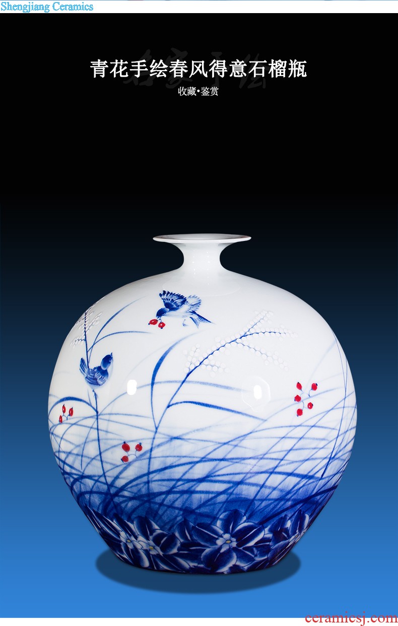 New Chinese style hand-painted vases furnishing articles color ink landscape after classical household three-piece adornment flower arranging jingdezhen ceramics