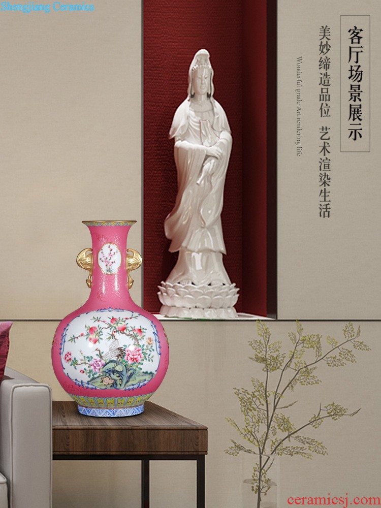 Jingdezhen ceramics imitation qing qianlong pastel kam tong prosperous fishtail vase archaize of Chinese style household act the role ofing is tasted furnishing articles