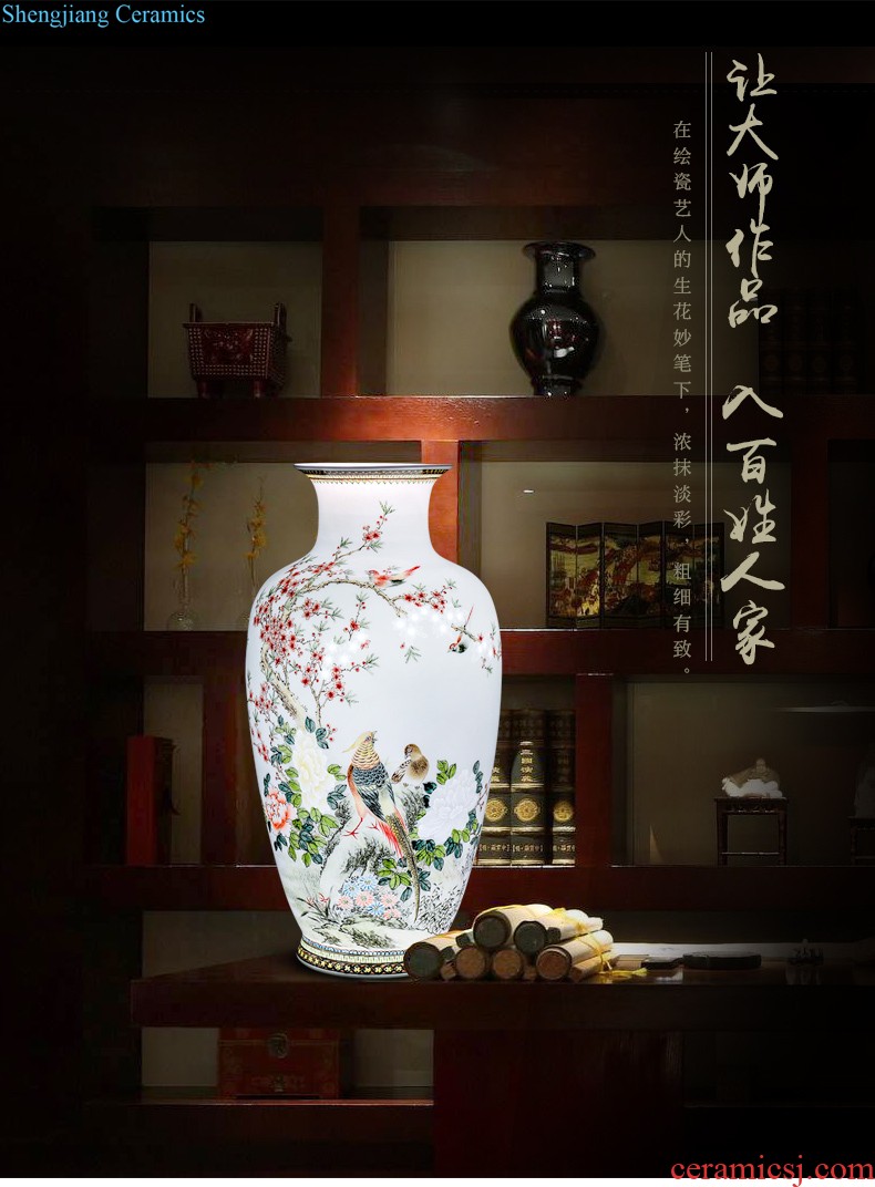 Jingdezhen ceramics hand carved decoration new Chinese modern bedroom living room decoration vase collection furnishing articles