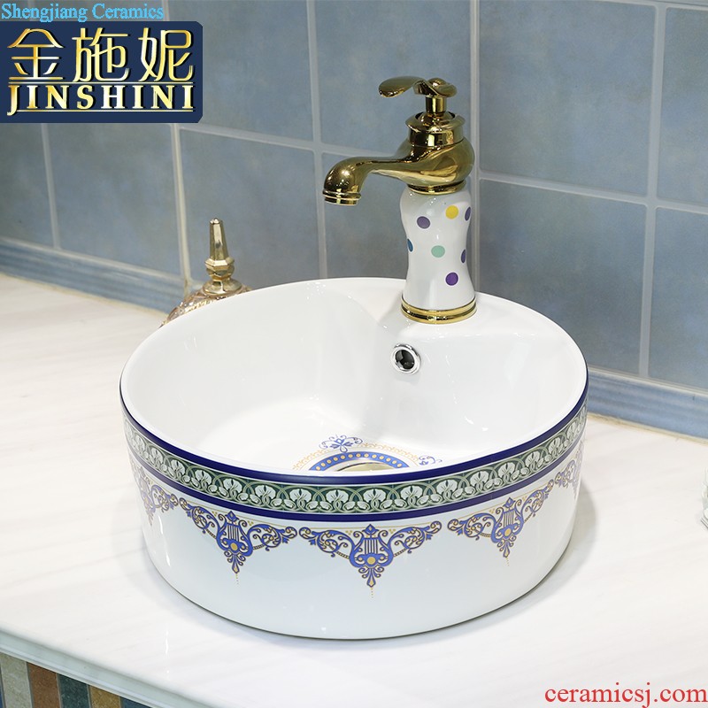 European rose stage basin rectangle ceramic household bowl lavatory basin sink art Mosaic gold sink