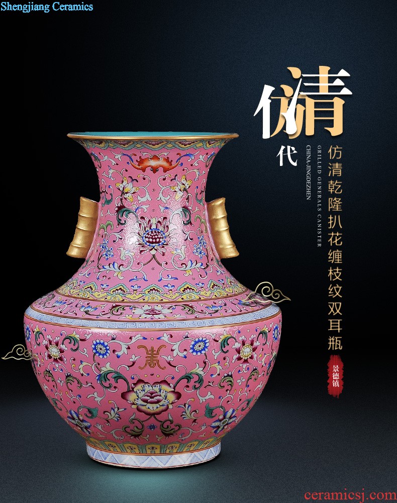 Jingdezhen ceramics powder enamel archaize tong qu wooden stick vases, flower arranging Chinese style classical home furnishing articles