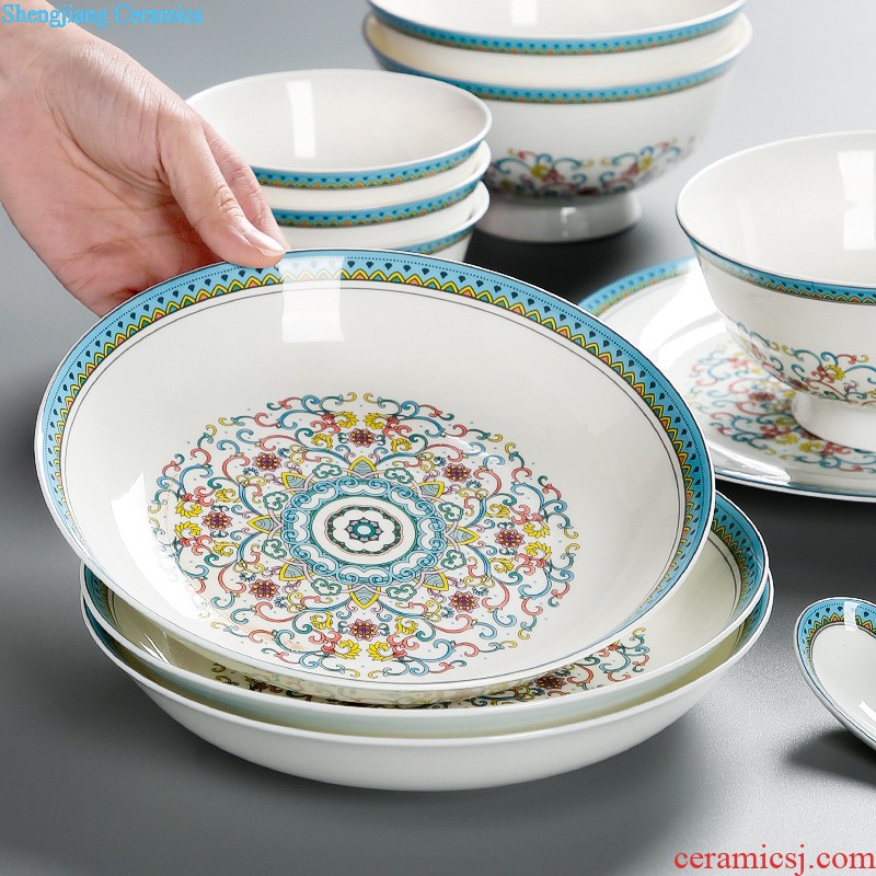 inky Jingdezhen porcelain tableware suit bone The Mediterranean amorous feelings of eating food dishes suit household love the sea