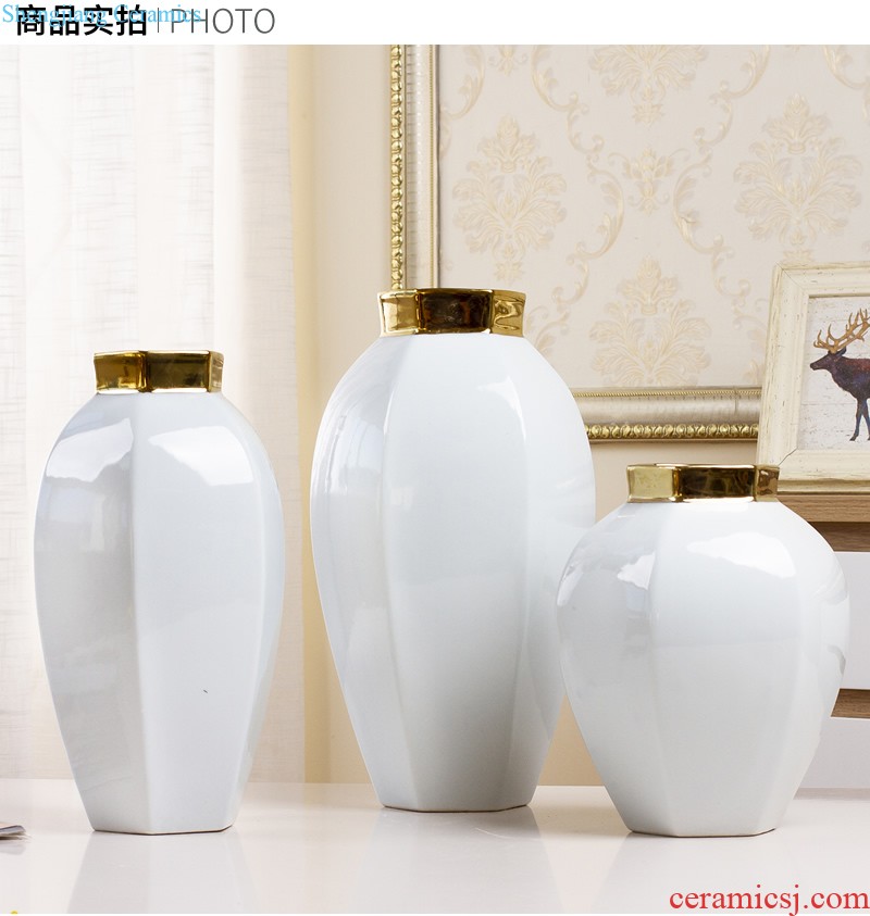 Jingdezhen ceramic blue vase Nordic furnishing articles European sitting room dry flower arranging flowers soft outfit decoration decoration TV ark