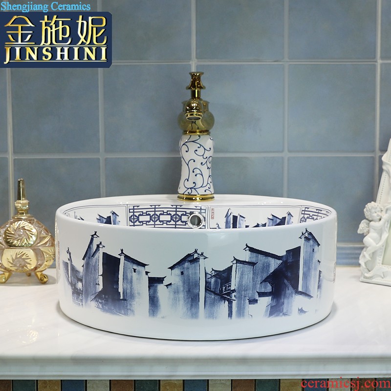 North European creative round the stage basin Lavabo of household toilet ceramic wash basin to art trumpet