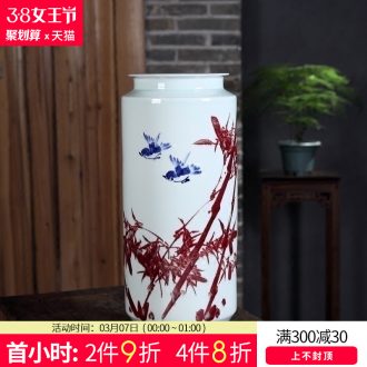 Jingdezhen ceramics decoration Flat peach offer life of hand-painted vases, flower arranging new Chinese style household handicraft furnishing articles