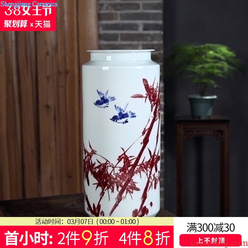 Jingdezhen ceramics decoration Flat peach offer life of hand-painted vases, flower arranging new Chinese style household handicraft furnishing articles