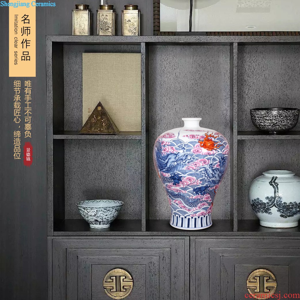 Jingdezhen ceramics vase furnishing articles imitation qing qianlong ji blue paint gall bladder Chinese style household decorative arts and crafts