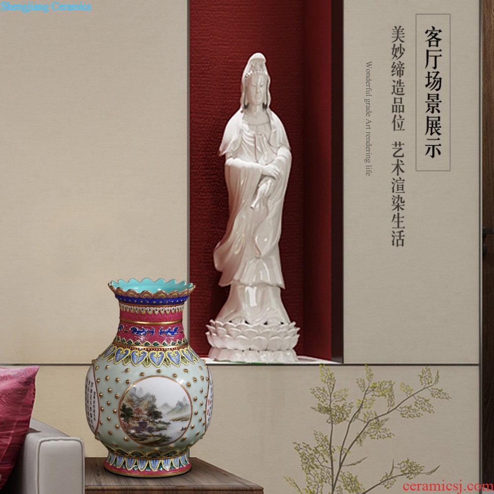 Jingdezhen ceramics furnishing articles imitation qing qianlong red bottom phase pattern celestial treasure vase Chinese style household ornaments