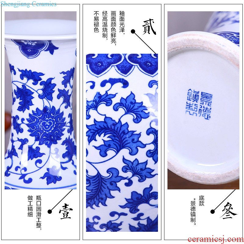 Jingdezhen ceramics of large vase furnishing articles large sitting room of Chinese style household adornment hand-painted porcelain arranging flowers