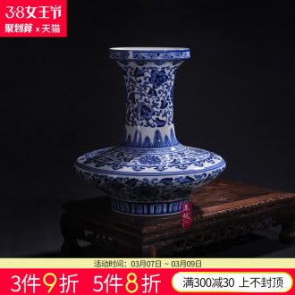 Jingdezhen ceramics Gold kirin blue and white porcelain vase spit bead Contemporary and fashionable sitting room adornment is placed process