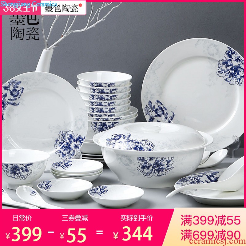 Bone China tableware suit 4 families with jingdezhen ceramic dishes suit Chinese dishes chopsticks combination For more