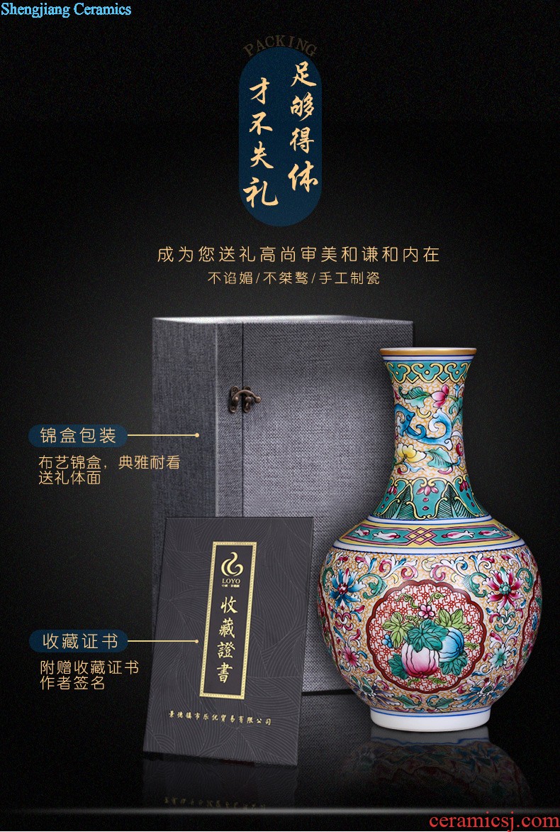 Jingdezhen ceramics hand-painted vases, flower arranging Chinese style household adornment rich ancient frame sitting room place a wedding gift