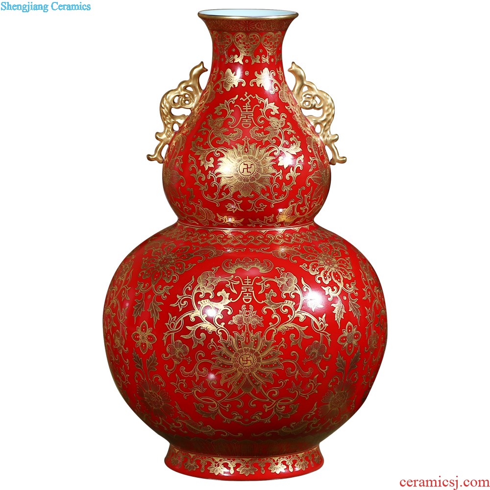 Jingdezhen ceramics furnishing articles hand-painted CV 18 red vase in the living room TV ark decoration large arranging flowers